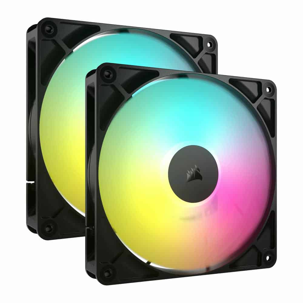 (image for) Corsair RS140 ARGB PWM 140mm Fan 2PK - Simplified Control - Daisy-Chain 4-Pin PWM